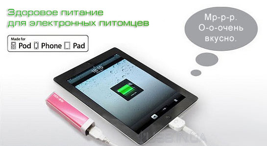 Батарея USB: 2600mAh. Акция! +ЗУ USB
