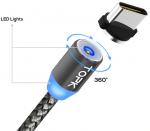 Кабель магнитный 3в1 Moon Lightning, microUSB, Type-C 1m Gravity (металл) 