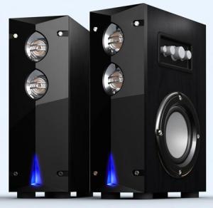 Акустика 2.0  @LUX "DIAMOND" Black wood, RMS 20W, 4"+1"+1", 50Hz-20kHz, Выход для наушников, 100*280*210mm 