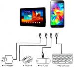 OTG microUSB HUB + ЗУ (3 USB + 1 micro), переключатель