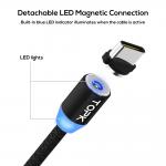 Кабель магнитный 3в1 Moon Lightning, microUSB, Type-C 1m Gravity (металл) 