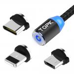 Кабель магнитный 3в1 Moon Lightning, microUSB, Type-C 1m Gravity (металл) 